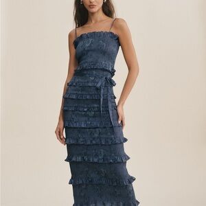 Elegant Blue Ruffled Dress